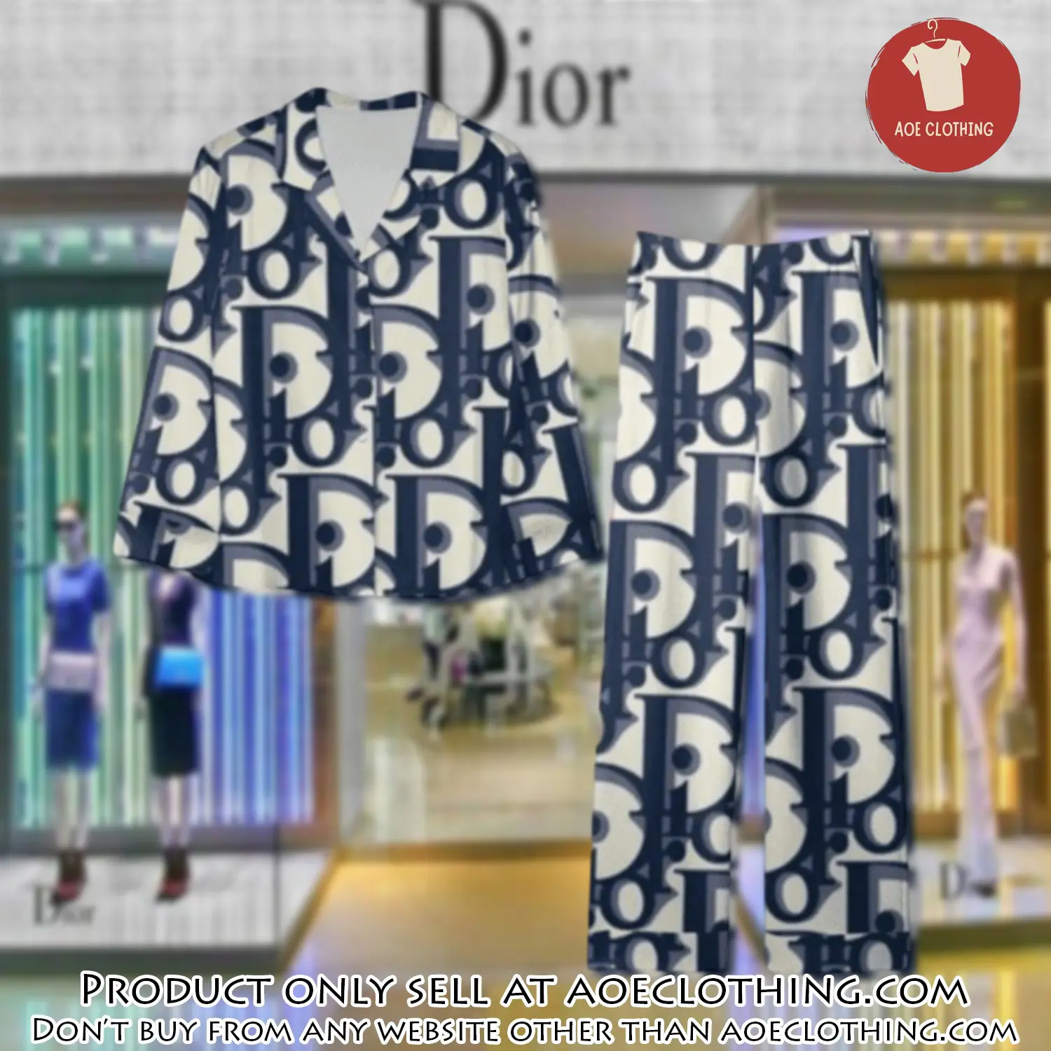 Trending luxury dior satin pajama set pjs1044 aoe2606410